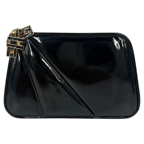 black patent leather clutch